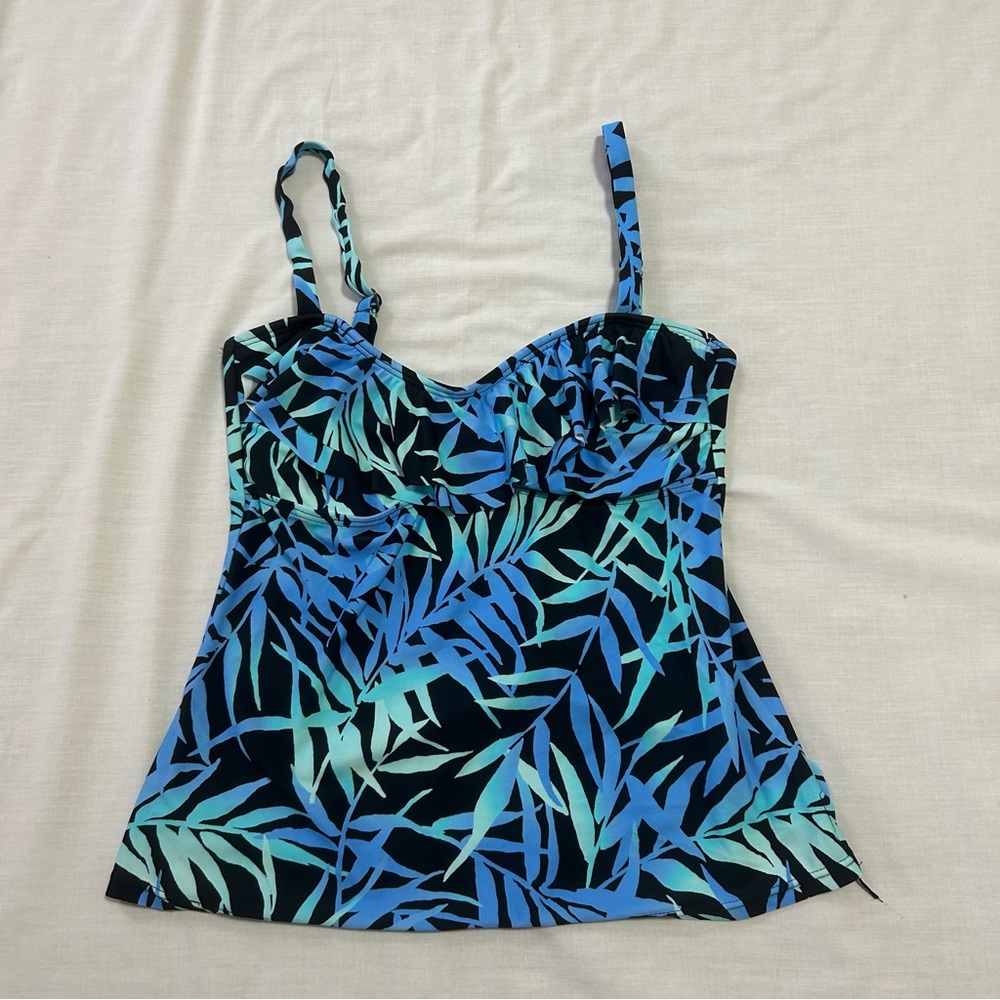 Tropical Print Tankini Swim Top EUC